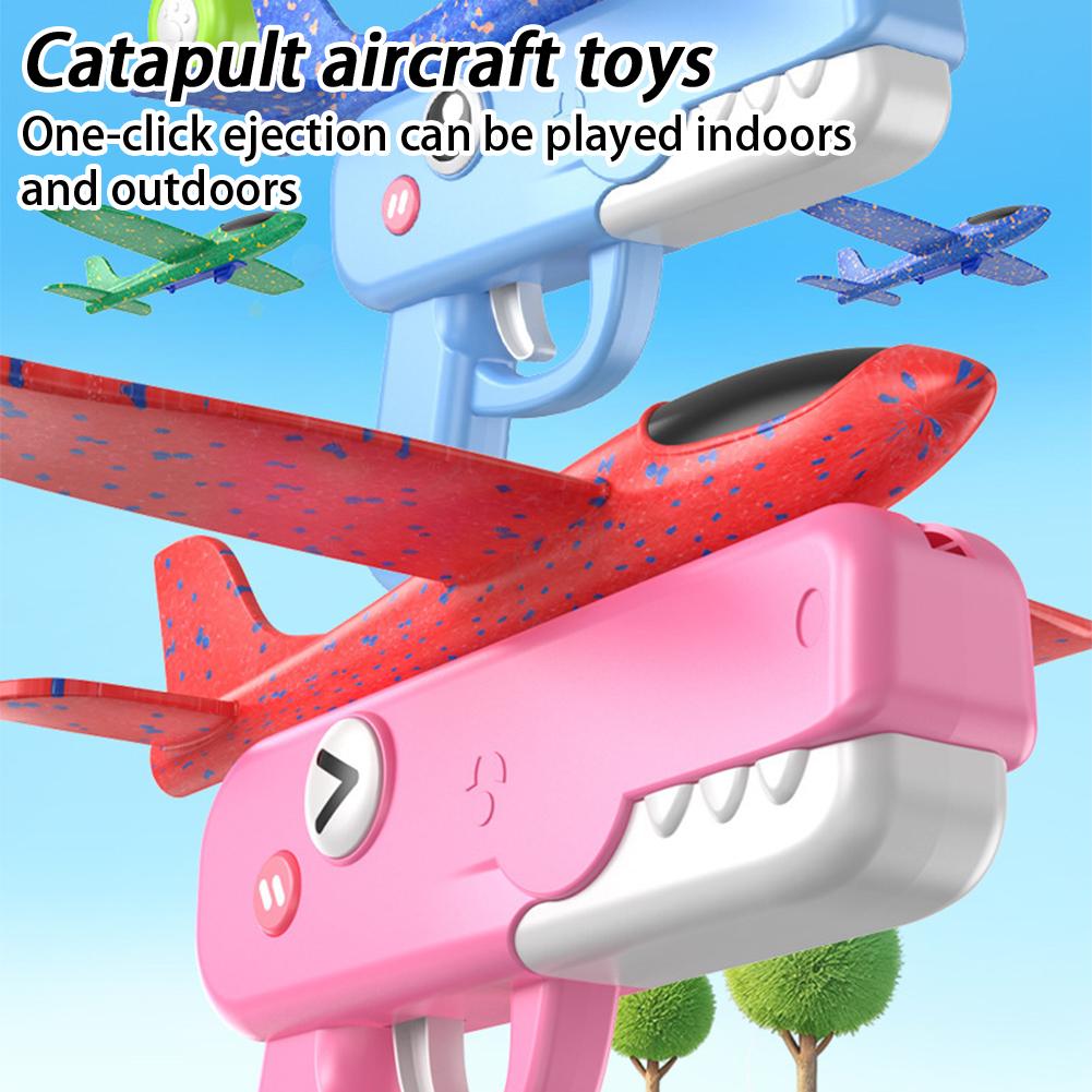 Kids Childrens 10m Catapult Airplane Toy Elastic Launch ABS Plastic Aerodynamic Design Bright Colors for Outdoor Parent Child Play Park