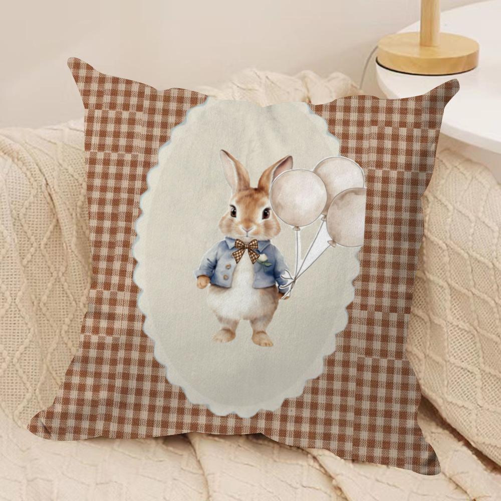 Easter Classic Cute Bunny Cushion Cover Soft Plush Pillow Cover DoubleSided Printed Sofa Cushion Summer Home Decor Gift