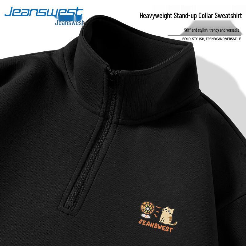

Jeanswest Autumn 2025 Cartoon Cat Half-Zip Loose Sweatshirt 3XL
