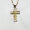 Mens Jewellery Cross Necklace Locket Gothic Accessories Halloween Gold Color Punk Cuban Link Chain Jesus Christ Gift Easter