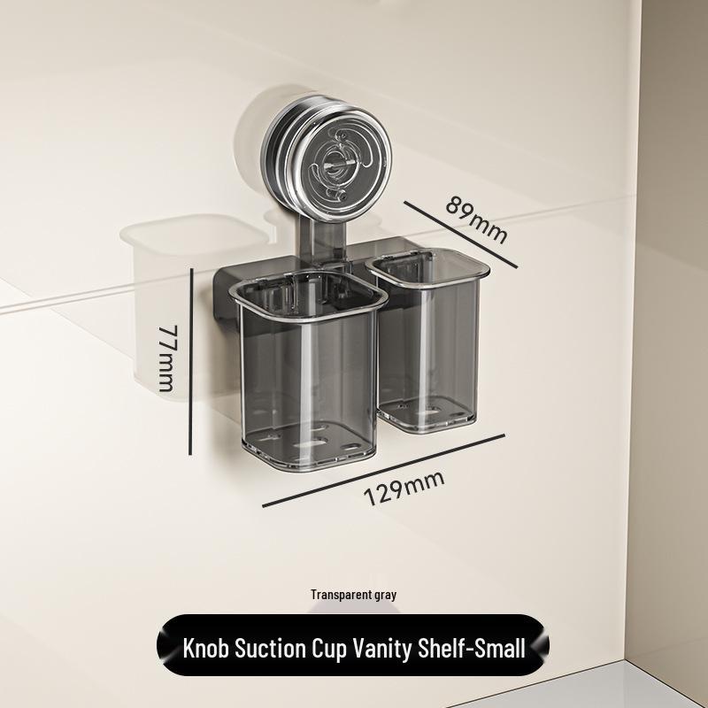 Wall-Mounted No-Drill Suction Cup Bathroom Shelf & Organizer for Toothbrushes, Razors, and Cosmetics