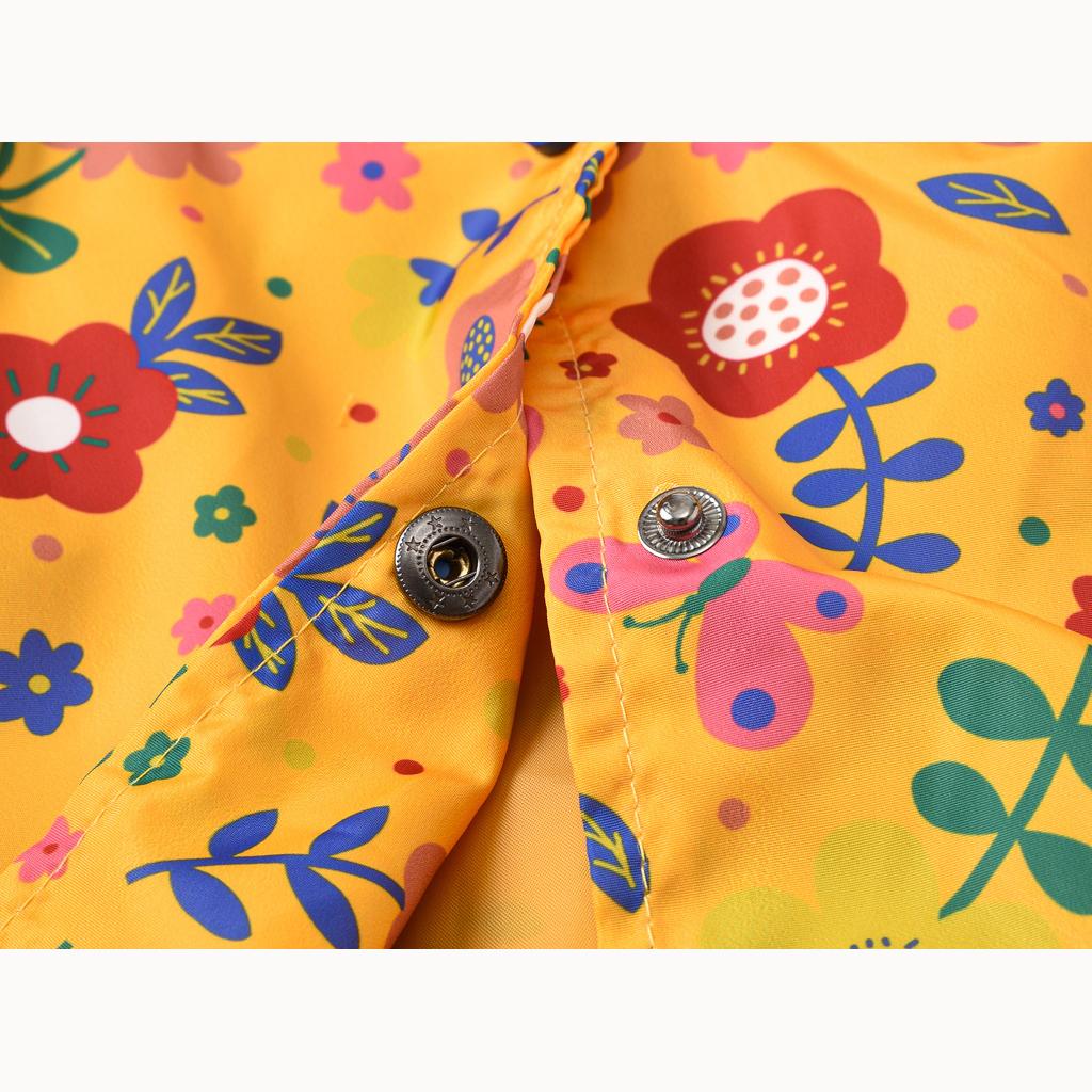 Children's Clothing Girls Cute Button Jacket Spring and Fall Children's Printed Long-sleeved Hooded Windbreaker Jacket