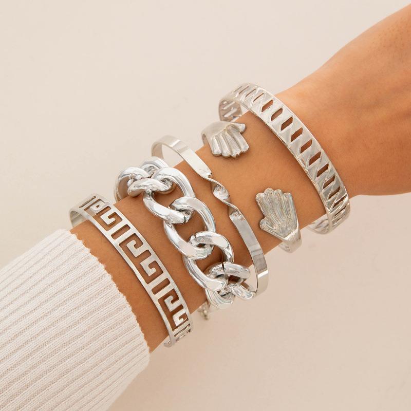 Exaggerated chain bracelet set, punk heart-shaped open bracelet bracelet wholesale