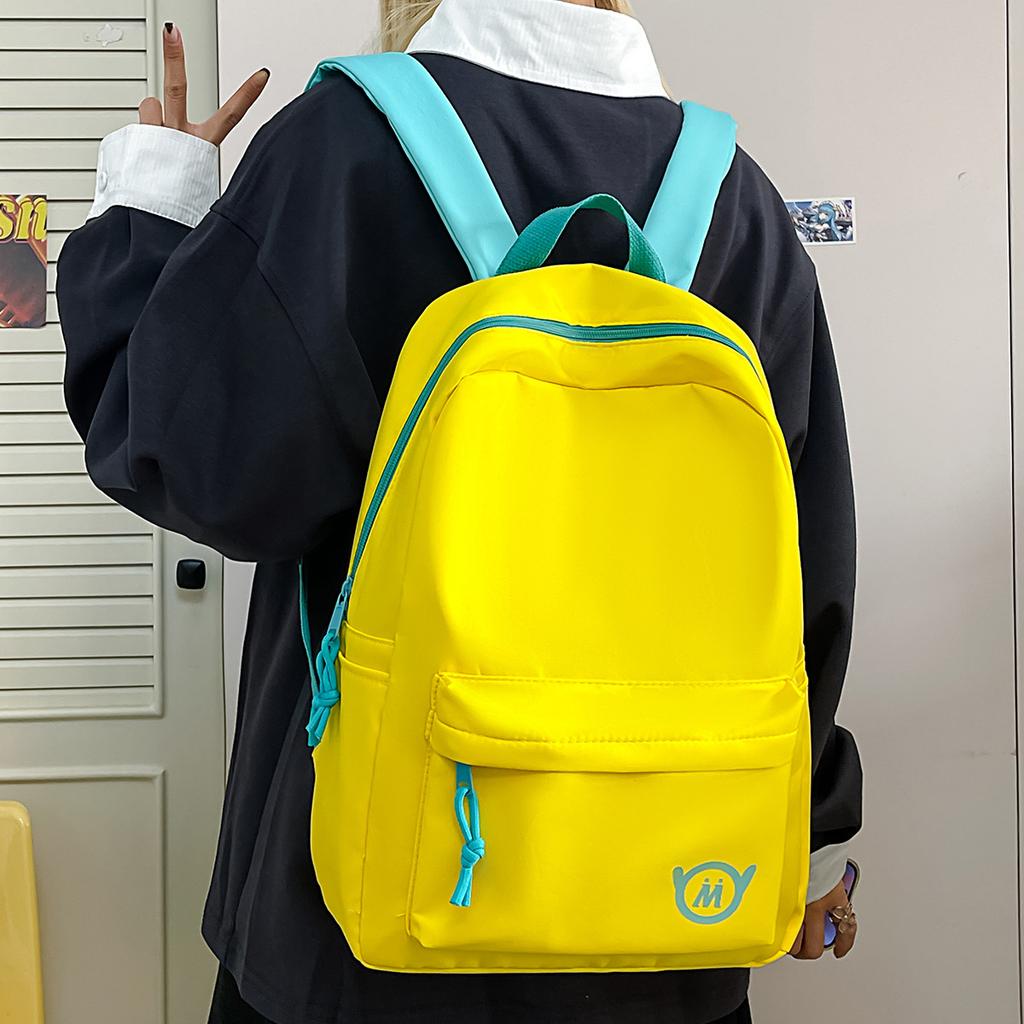 New contrasting colors cute cartoon backpack small fresh middle school students daily commuting light large capacity backpack