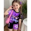 K-Pop-Cartoon-Grafik-T-Shirt- und Hosen-Set für Mädchen, Sommerkleidung für Mädchen, süßes Kurzarm-Set, Kinder-T-Shirt- und Shorts-Set