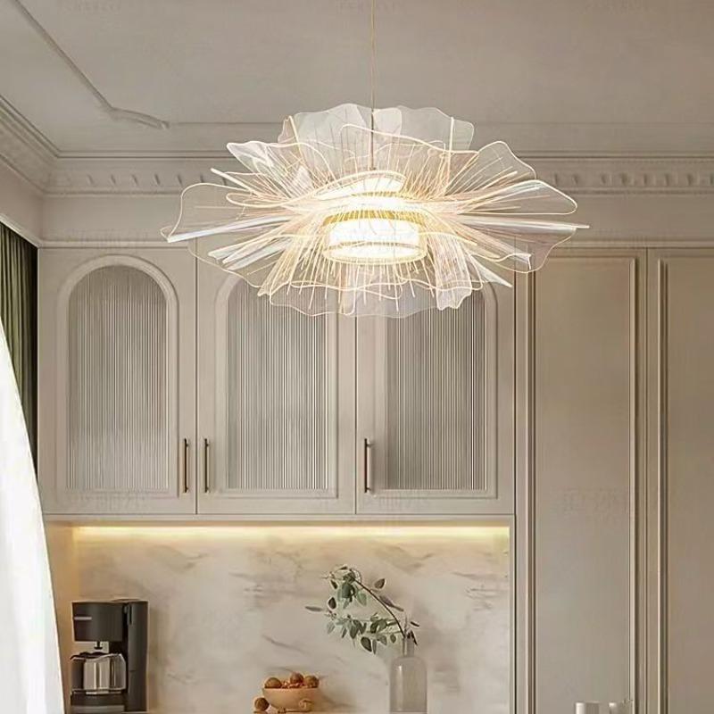 Modern Minimalist Living Room Chandelier Creative Petal Lamp Bedroom Light Luxury Lamps