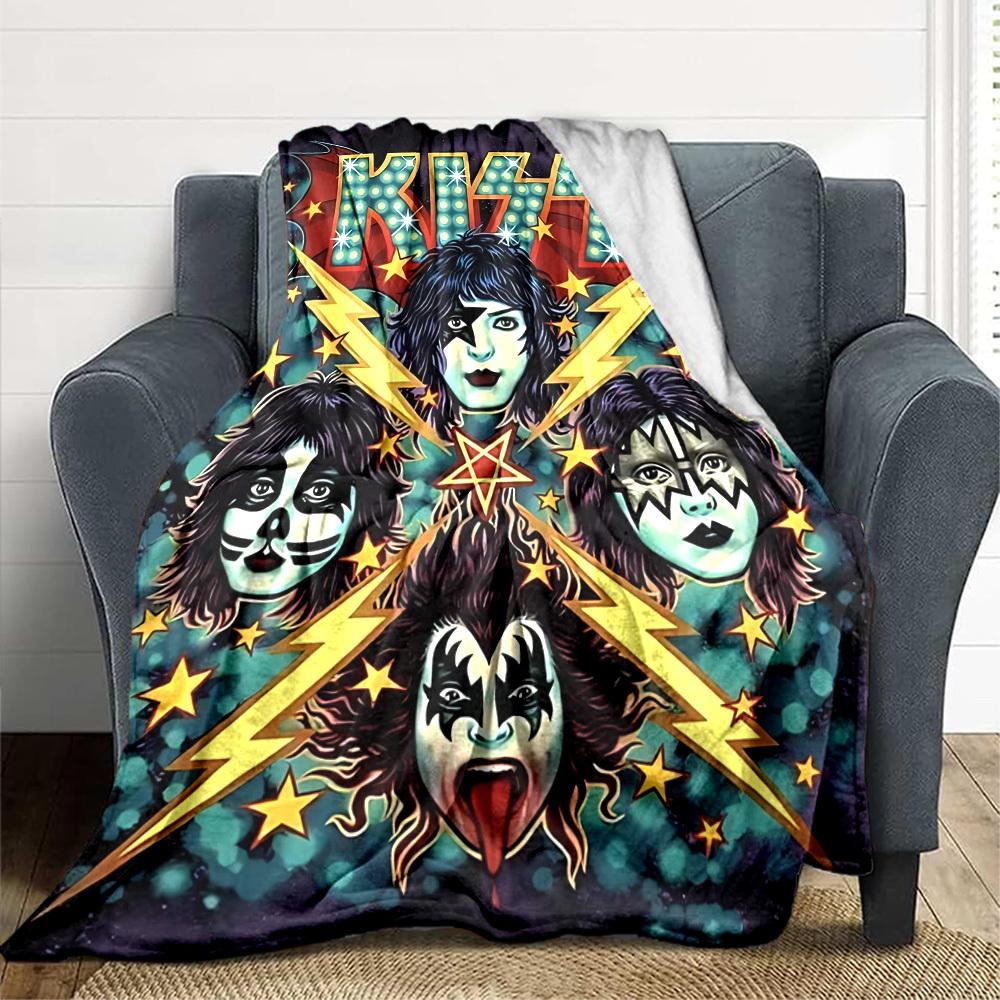 1PC KISS Band Blanket, Throw For Sofa, Bed, Travel, Camping, Livingroom,