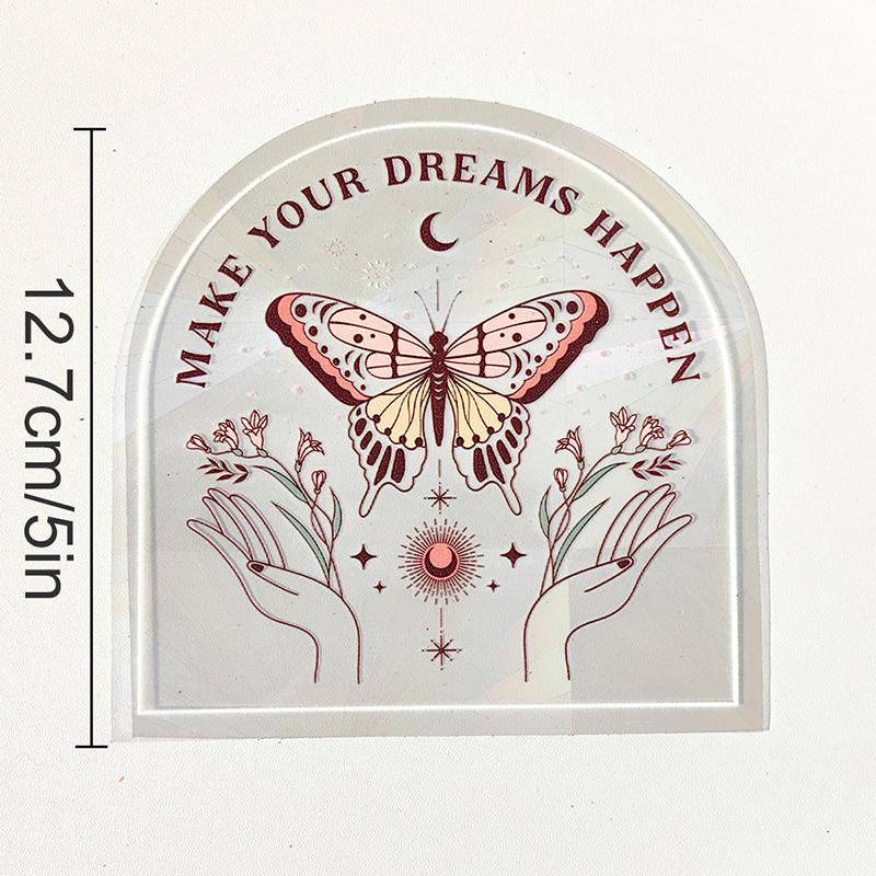 Atrapasol Pvc Autoadhesivo Pegatinas para Ventana de Cristal Gato Polilla Energía Atrapasol Papel Pintado Arcoíris Prismas Pegatina Calcomanías de Luz Solar