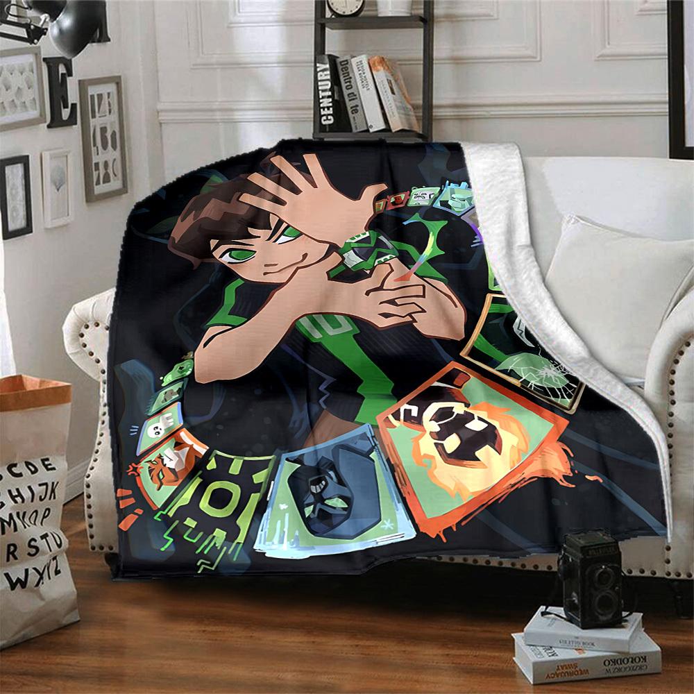 1pc Ben10 Blanket Lightweight Flannel Throw For Sofa, Bed, Travel, Camping, Livingroom, Office, Couch, Chair, And Bed