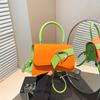 Trendy small square bag niche design personalized foreign style contrast color 2025 summer new simple women's bag oblique span handbag