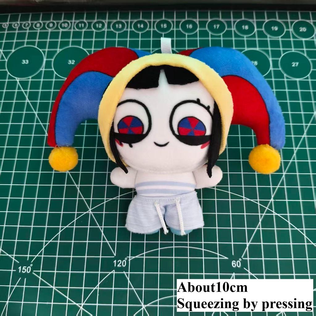 New 10cm Mini Pomnis Cotton Doll Cute Cartoon Pink Clown Printed Plush Pendant Fan Made Derivative Stuffed Toy Lovely Bag Toys