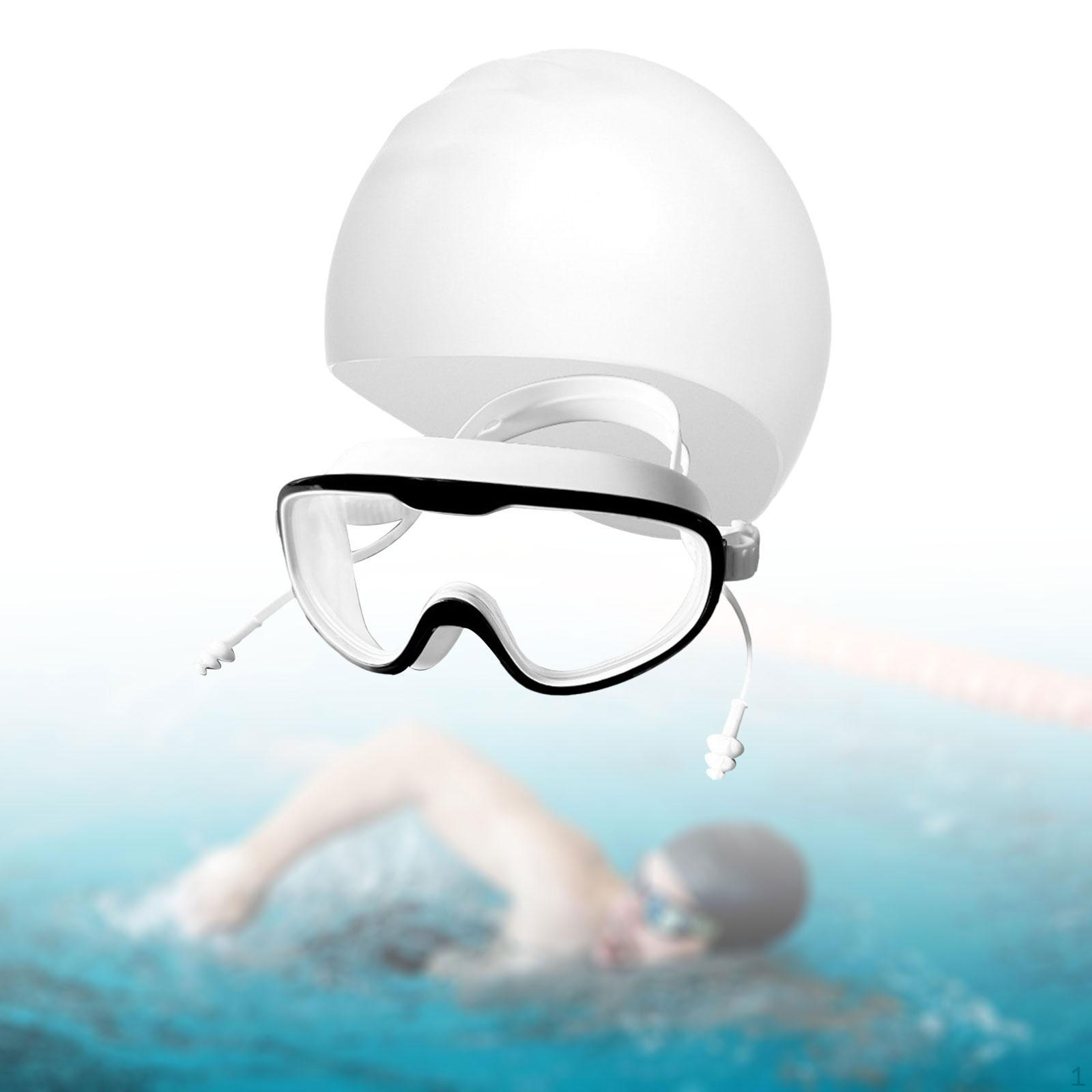 

Очки для плавания и шапочка для дайвинга, противотуманные, мужские и женские, портативные, регулируемые, с берушами Black White