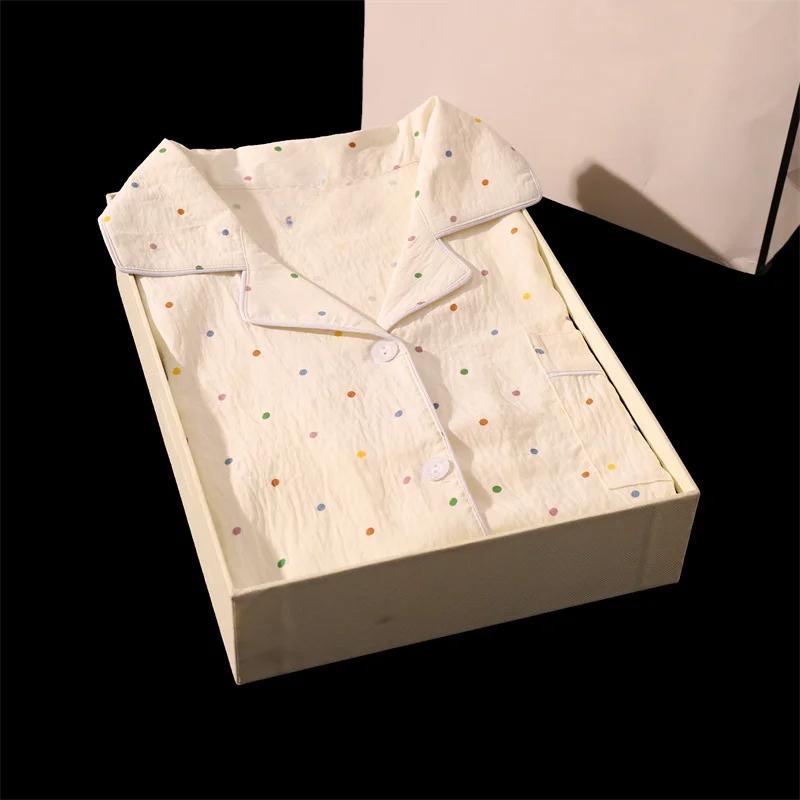 Print Point Summer Women's Two-piece Pajamas Women's Shorts and Short Sleeved Girls Casual Pajamas Family Wear Suits Casual Wear