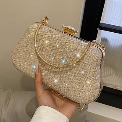 Nuevo bolso de mano de noche de moda para mujer, bolso de hombro con cadena y diamantes de metal incrustados, bolso de noche, bolso de mensajero para mujer.