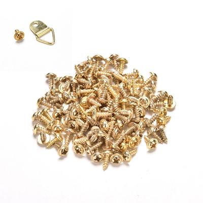 100X Picture Frame Hanging Triangle D Rings Frames Hanger Hooks With Screws Gold