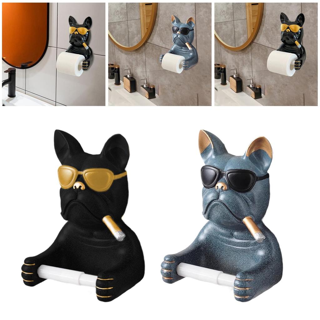 Modern European Wall-mounted Toilet Paper Holder with Sunglasses And Dog Motif. Ideal for The Home.
