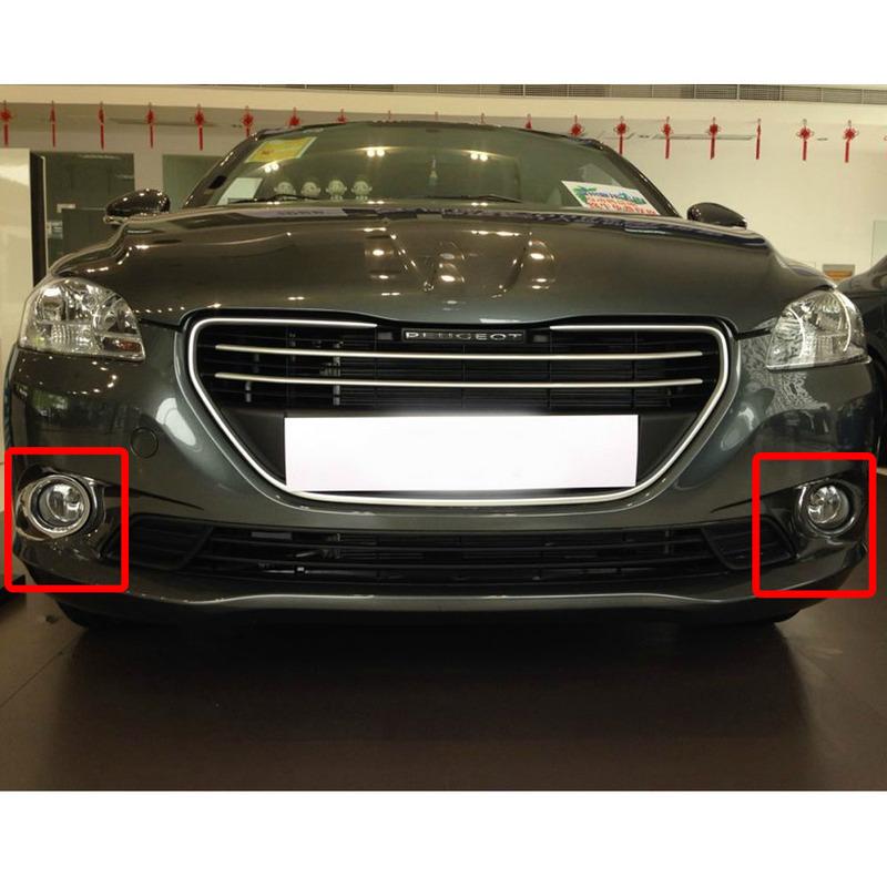 Car Body Front Fog Light Lamp Eyebrow Frame Stick ABS Chrome Trim Parts 2PCs For Peugeot 301 2014 2015 2016 2017 2018