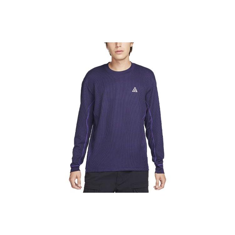 Nike ACG Dri-FIT ADV Goat Rocks Embroidered Rib Crewneck Long Sleeve Sports T-Shirt Men Tops Purple FB8115-555
