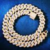 Men Hip Hop Chain Two Tone Miami Cuban Necklace 15mm Icy Out Zircon Link Gold Color Fashion Rock Jewelry Gift