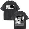Anime Vagabond Miyamoto Musashi Vintage Washed Tshirts Men Women Clothing Fashion Casual Short Sleeve Oversized ONeck T Shirts