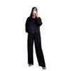 2025 Cross-border European and American Autumn New Cardigan Lapel Sports Zipper Jacket Waist Wide-leg Pants Women's Clothing