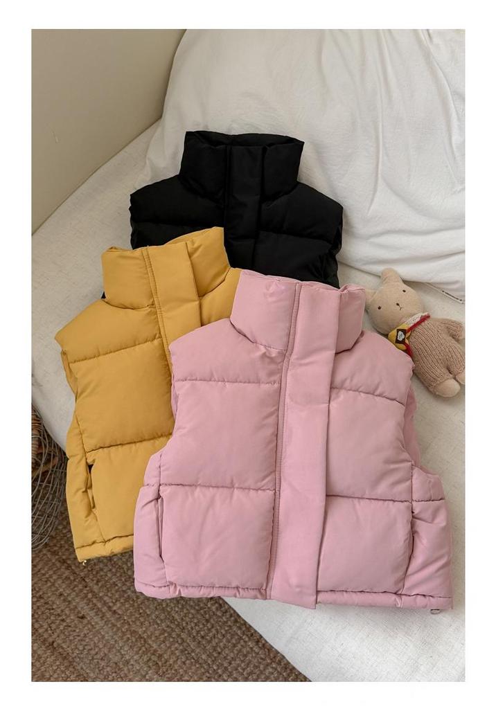 Parent-Child Autumn Winter Thickened Stand Collar Vest for Boys and Girls