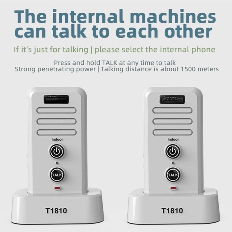 1-2 Mile Range 3 Volume Levels Rechargeable Voice Intercom Doorbell Wireless Doorbells Waterproof Electronic Intercom System