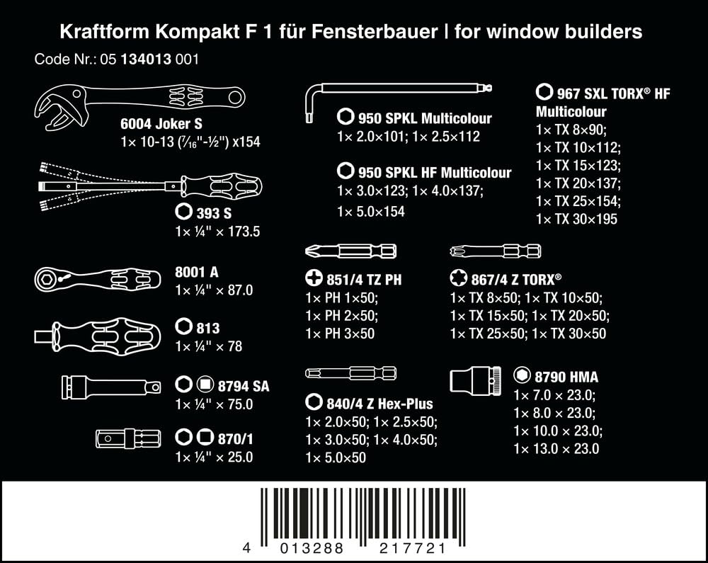 Wera 05134013001 Kraftform Kompakt F1 Window Installation Tool Set Imported from Kit, 36-Piece [Officially Japan]