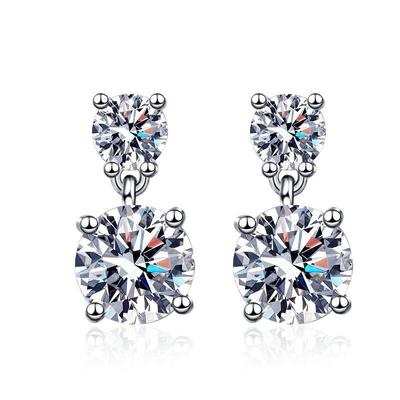 Koreanische Version von Ohrringen für Frauen, geometrische Ohrringe mit eingelegtem Zirkonia aus Kupfer, modische und einfache runde Ohrstecker