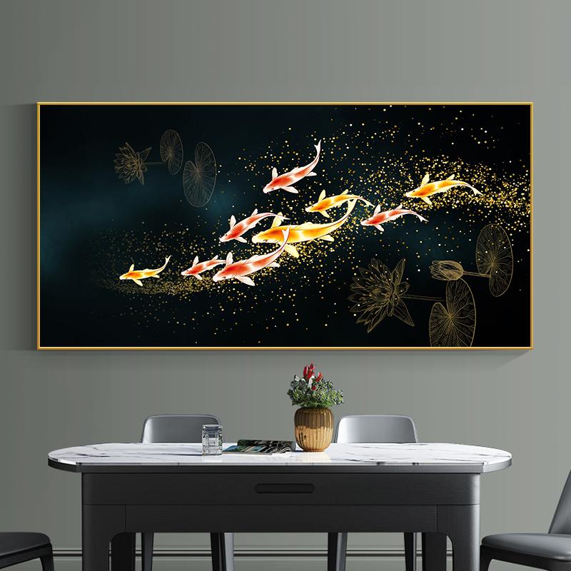 

Новый китайский стиль Koi Lucky Carp холст картина Золотая рыбка бокал для вина постер Ресторан Настенный декор картина Cuadros 20x40cm No Framed