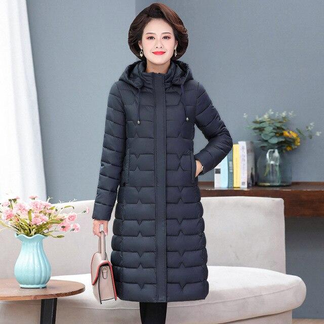 Dámské Zimní S kapucí Tenká Tenká Větruodolná Velká kapsa X-Dlouhý kabát Nabíraná bunda Bavlna Vycpaná Parka Svrchní kabát