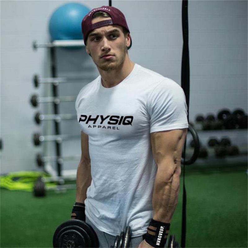 Muscle Fitness Short Sleeve Cotton T-shirt - Elastic, Breathable, Sweat-Wicking Round Neck for Summer Sports