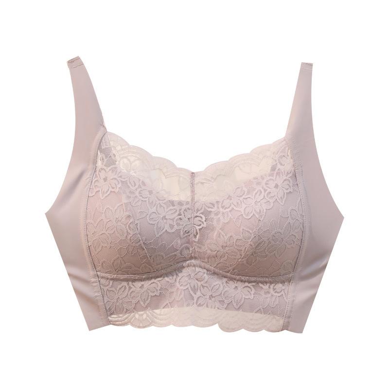 Sexy Spitze nahtloser Westen-BH integrierter fester Latex-Cup schöner Rücken geraffte Seite leicht verstellbare Unterwäsche