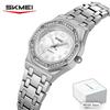 SKMEI Women Quartz Wristwatch Dial Rhinestone Bezel Full Zinc Alloy Bracelet Thin Elegant Luxury Business Ladies Watch 2508