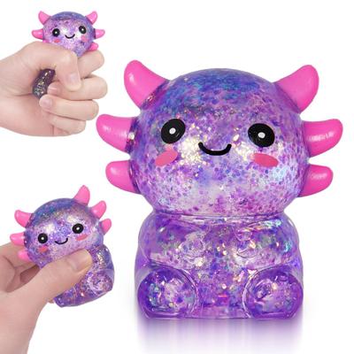 1/4Pcs Glitter Salamander Squeeze Toy Stress Relief Cartoon Salamander Sensory Toy Decompression Clear Animal Fidget Toy