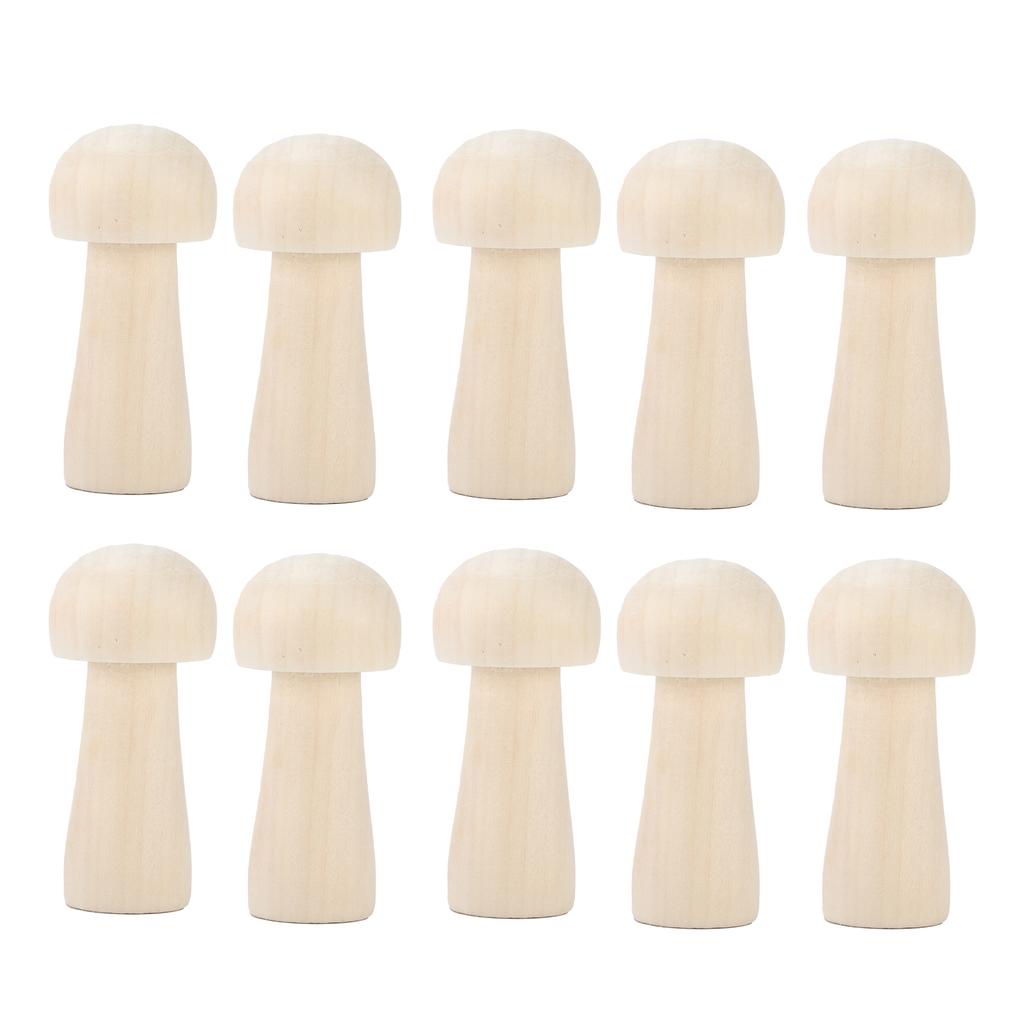 10pcs Mushroom Decor Cute Shape DIY Paintable Small Wooden Crafts for Preschoolers Kid
