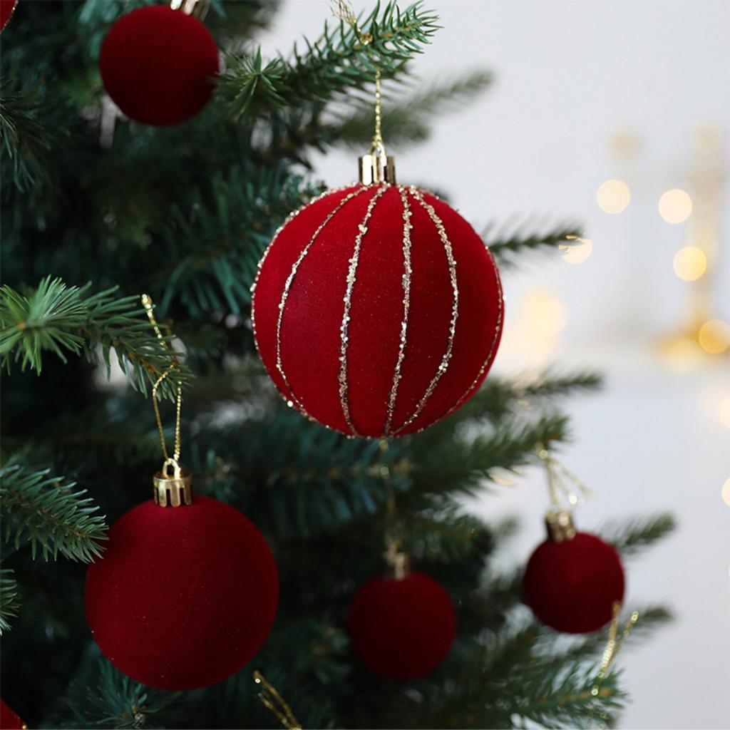 36Pcs red painted velvet Christmas ball ornaments Christmas tree baubles Christmas decorations Home party decorations