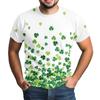 St. Patrick's Adult  Green Crew-neck Short-sleeved Printed Green Three-leaf T-shirt