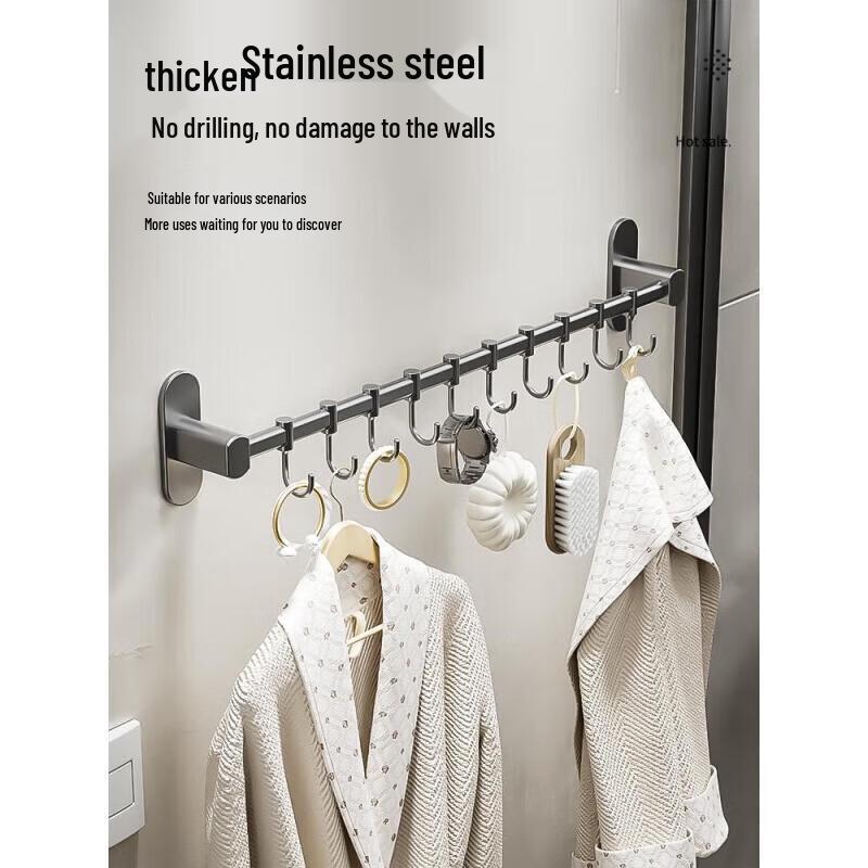 Бесшумный передвижной настенный крючок из нержавеющей стали (не требует сверления)