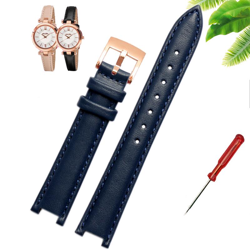 Genuine Leather Watch Band Women's Watch Strap for Folli Follie Lady Bubble Series Notch Pin Buckle Watch Bracelet 12MM 16MM 20