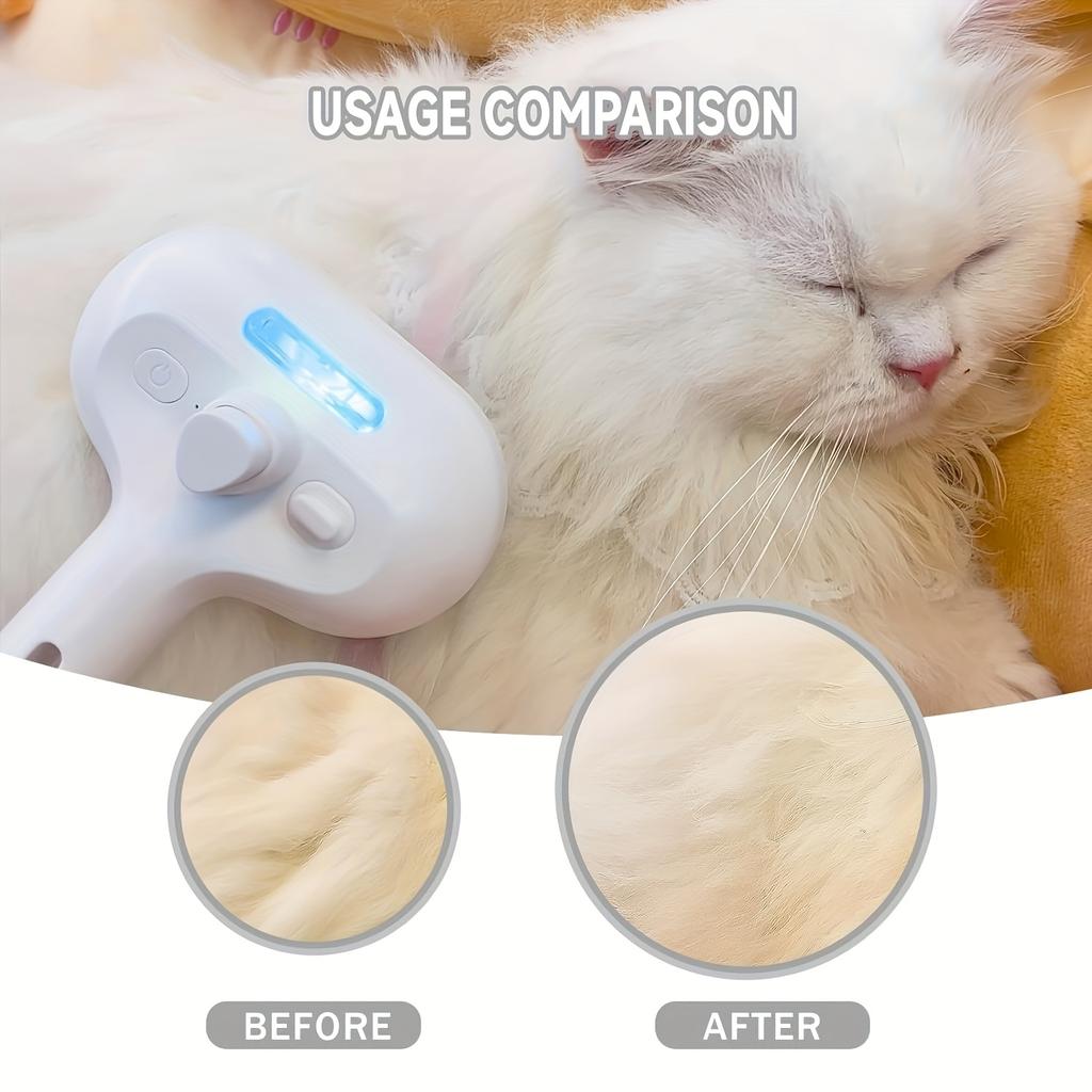 2-in-1 Pet Spray Comb with Water Tank & Release Button- Cat Grooming Brush for Shedding and Cleaning - Ergonomic Handle