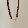 Vermilion Red Beaded Agate Choker Light Luxury Clavicular Chain Vermilion Red Beaded Necklace  Girl