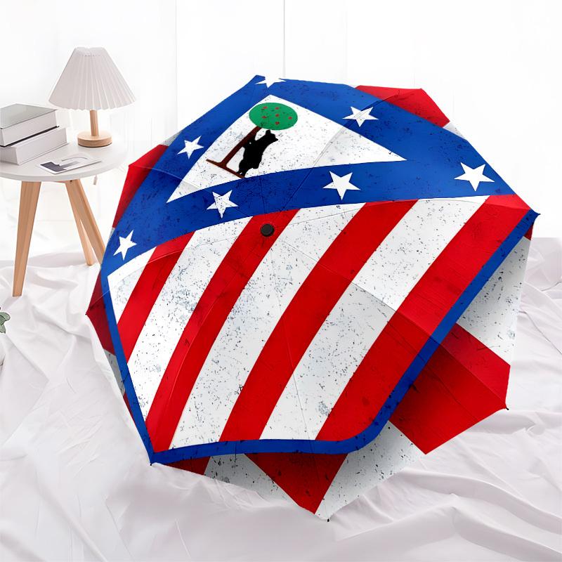 American Flag, Bear- Automatic Opening and Closing, 8-rib Structure Portable Umbrella, Suitable for Men and Women in All Seasons - Perfect G