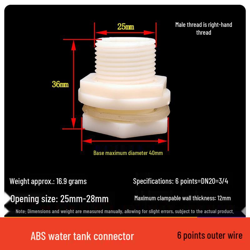 POM Anti-Corrosion Plastic Steel Connector with Internal and External Threads for Water Pipes and Tanks