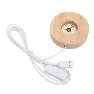 LED-Lichtsockel, USB-Schnittstelle, Eichenholz, rund, 2 cm dick, leuchtendes dekoratives Display