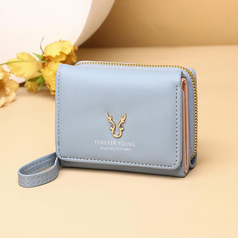 

Женский корейский кошелек-трифолд 2025 года с отделением на молнии для монет и мультяшным дизайном