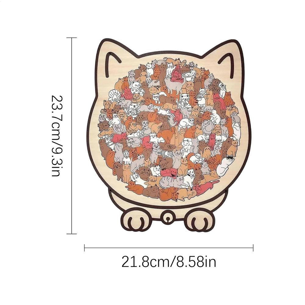 135-Piece MorandiColored Cat Shaped Wooden Jigsaw Puzzle Wood Challenging Jigsaw Puzzles Kids Gifts For Cat Lovers