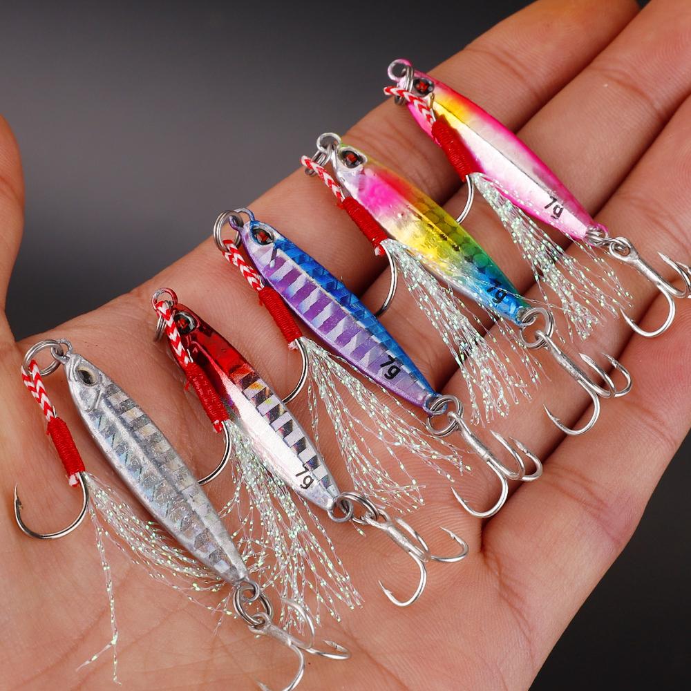 FTK 5pcs Jigs Fishing Lures Sinking Metal Spoons Micro Jigging Bait