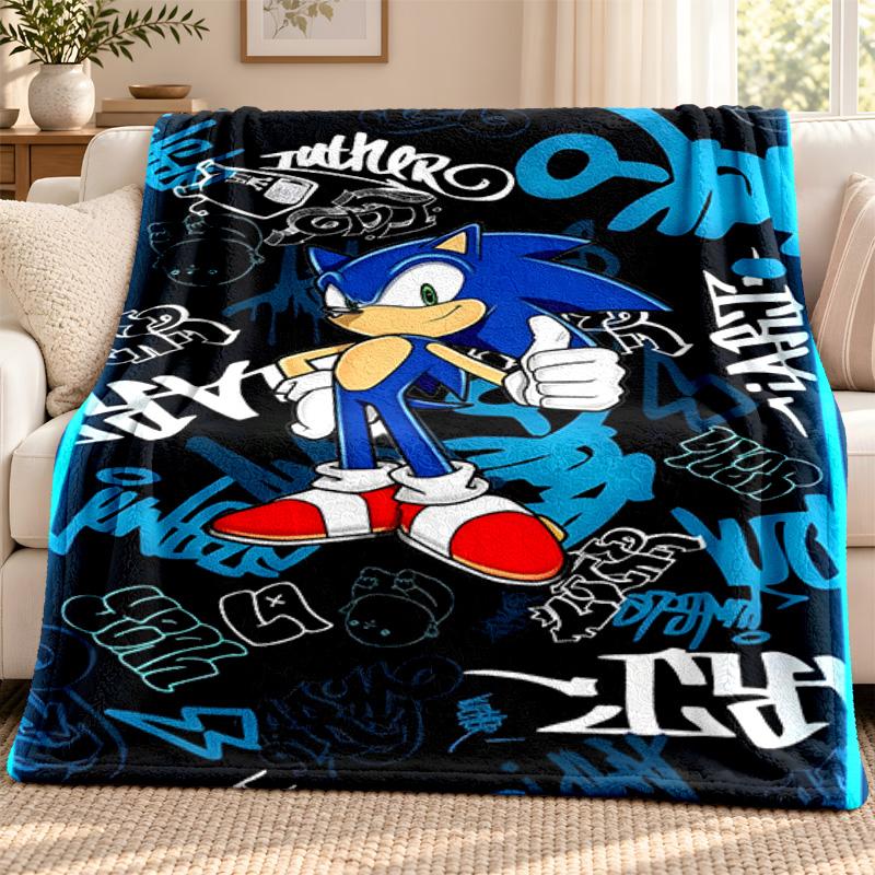 Sonic blanket Flannel Blanket Soft Cozy Plush Throw for Sofa Bed Lightweight Home Decoration Outdoor camping
