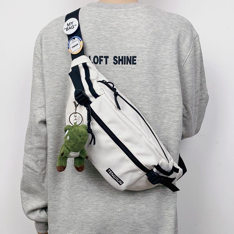 Casual Fanny Pack Japanese Simple Chest Bag Male Trend Personalized Couple Fanny Pack Sports Versatile Panda Pendant Breast Bag